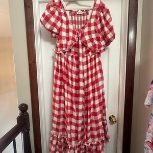 Ivy City Co Picnic Dress, Red and White Checkered Dress